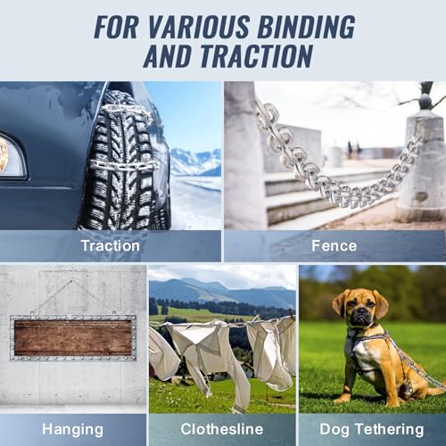VEVOR Proof Coil Chain, 5/16" x 92', 1667 lbs Safe Working Load, Zinc Plated Proof Tested Coil Chain with Two Quick Links, Galvanized Carbon Steel Link Chain for Towing, Hanging, Camping, Pet Towing - size: 5/16 Inch x 92 Ft
