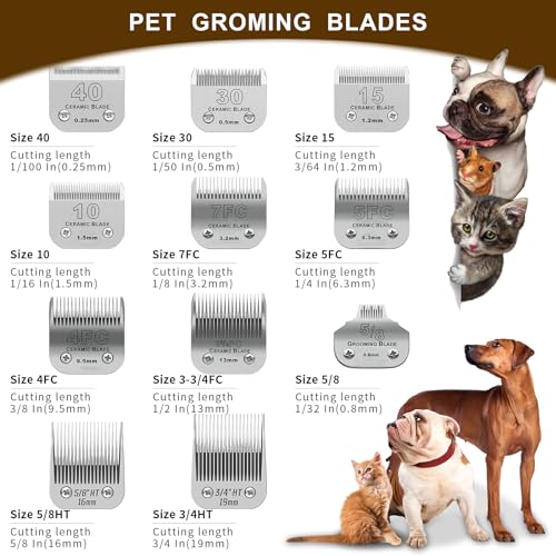 4FC Detachable Dog Blades Compatible with Andis/Oster A5 Grooming | Compatible with wahl km10 dog clipper,Cut Length 3/8"(9.5mm),Made of Ceramic Blade & Stainless Steel Blade,2 PACK - color: Silver, size: 4FC 9.5mm (2 Pack)