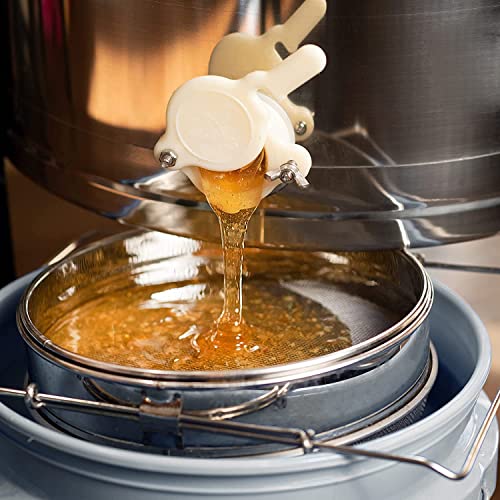 BEEXTM Honey Strainer Filter Stainless Steel Double Sieve for 5 Gal Bucket | Adjustable Arms 9"-16", 1875+650 Micron Dual Mesh, Food Grade, Easy Clean, for Beekeeping & Kitchen, for Honey, Yogurt, etc.