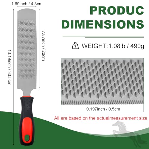 12 Inch Hoof Rasp, Carbon Steel Farrier File with Handle | Dual Sided Teeth, Hoof Trimming Tool, for Horse, Donkey, Cow, Goat & Livestock Hoof Care - size: 12 inches