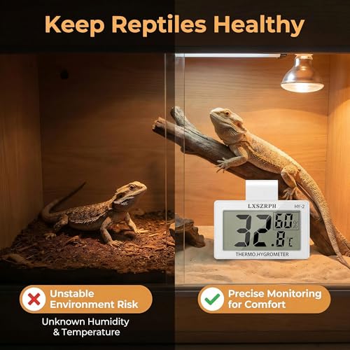 Reptile Hygrometer Thermometer, Digital Amphibian Hygrometer Thermometer with Hook Temperature Humidity Meter Gauge for Reptile Tanks, Terrariums, Vivarium, LCD Display 1pack - size: 1 pack