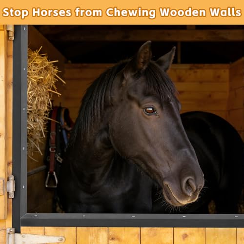 lukar 12 Pack 42 Inch Horse Stall Wall Channels, Horse Stall Chew Guards | Heavy Duty Steel Horse Stall Protector with 120 Screws & Pre-drilled Mounting Holes, Prevent Wood Damage in Horse Stable