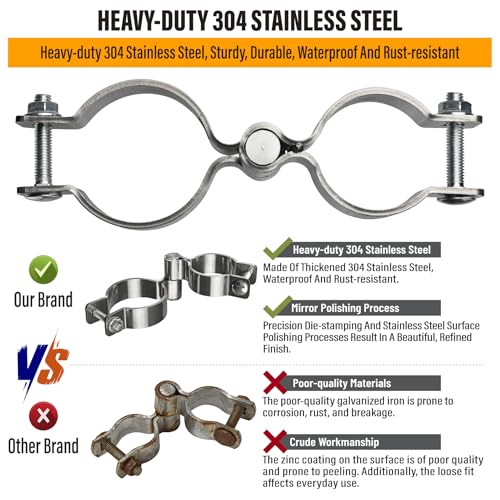2 Pack 2-3/8" x 1-7/8" Chain Link Fence Gate Hinge, 304 Stainless Steel Heavy Duty Male Female Post Hinges with Bolts and Nuts - color: 2-3/8", size: 1-7/8"