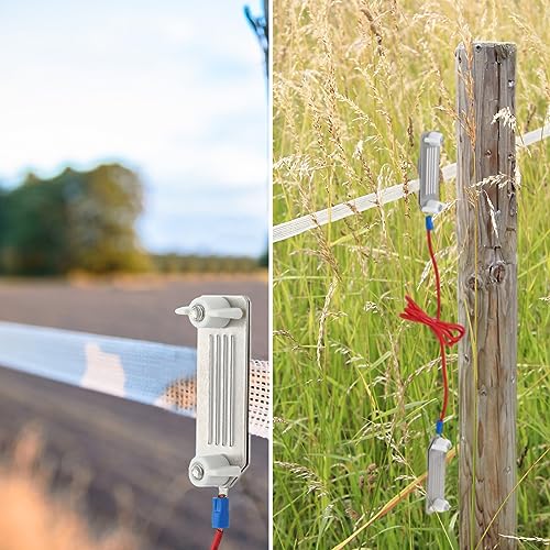 Kanayu 8 Pcs Electric Fence Tape Connector Polytape to Polytape Connector 40mm Electric Tape for Fence Connection with 90 cm Wire for 1/2" to 1-1/2" Width