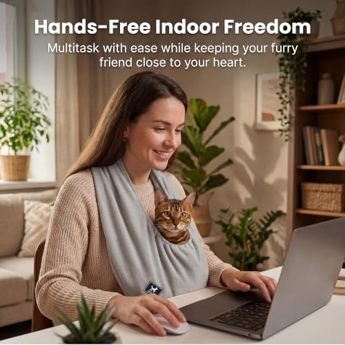 Donut Cat Sling Carrier for Small Pets 3-13 lbs, Soft Polar Fleece | Hands-Free Pet Pouch, Lightweight Indoor Cuddle Bag, Cozy Wearable Carrier for Cats, Kittens and Small Pets, Light Gray - color: Light Gray