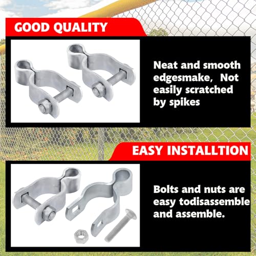 4 Pack 1-3/8" Chain Link Fence Frame Gate Post Female Hinge,Galvanized Steel Gate Hinge for Fence Posts, Bolts & Nuts Included - size: 1-3/8" Female