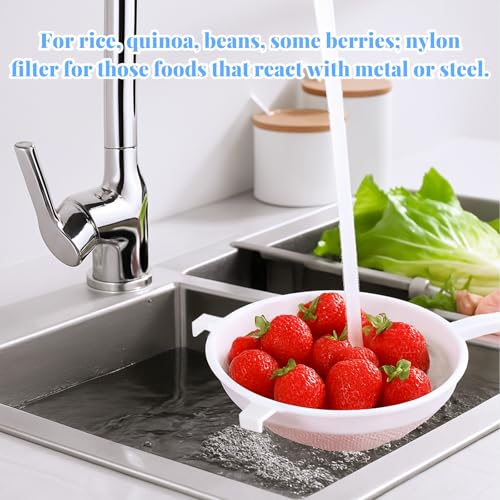 2 Pcs Double Ear Kefir Strainer Set with Handle Plastic Strainer for Kefir Grains Plastic Nylon Fine Mesh Sieve 2 Size Kitchen Strainers for Baking Tea Milk Food