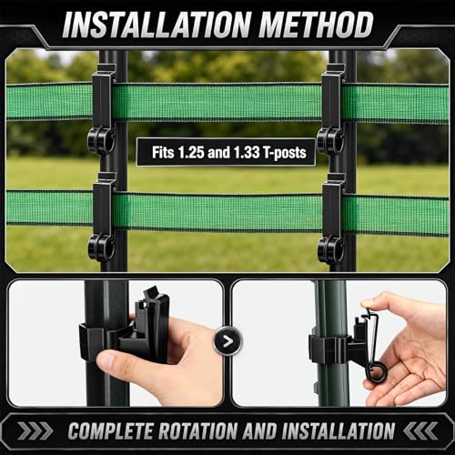 100 Pcs T-Post Poly Tape Insulator Large Snap T-Post Holding Electric Fence Insulator for Farm Fence (Black) - color: Black
