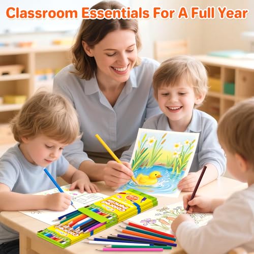 1200 Pcs Colored Pencils Bulk Set for Kids, Pre-sharpened Coloring Pencil | 100 Pack 12 Colors, Erasable Color Pencils', School Supplies for Kids Teachers, Back to School Supplies