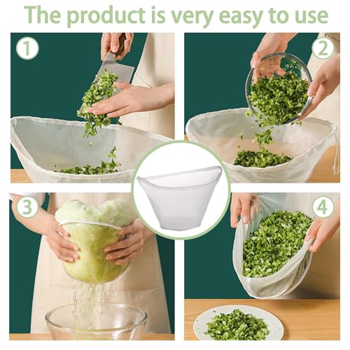 6 Pack Reusable Nylon Mesh Strainer Bags, Bowl-shaped reusable nylon cheese cloth filter bag, fine mesh multi-purpose food filter, suitable for vegetable, nut milk, juice, soy milk