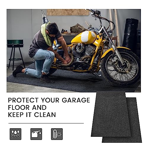 2 Pcs Oil Spill Mat Set, 36"×60", Complete Garage Floor Protection | Front & Rear Car Coverage - Reusable Washable, Non-slip for Motorcycle Trash Cans Gardening Tools Spot Maintenance Protection