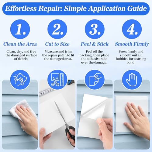 MAQIHAN 12 Pcs Vinyl Siding Repair Kit - White PVC Patch for Exterior Wall | House Siding Hole Cover for Mobile Home Skirting Panels, Fence Repair, Outdoor Wall Patches and DIY Maintenance