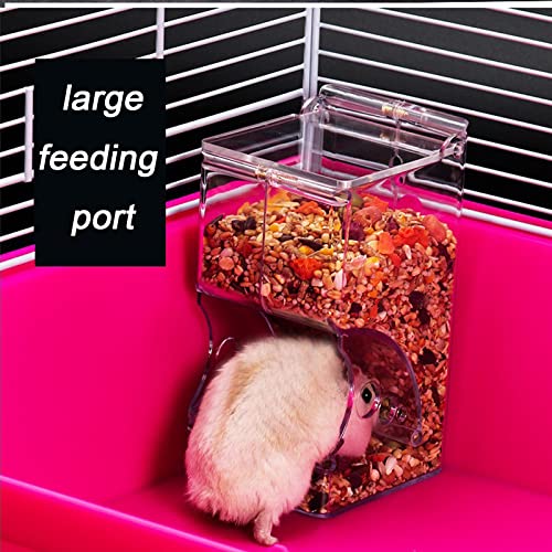 2Pcs Hamster Automatic Feeder 300ml with Brackets | Food Dispenser, Small Animals Food Bowl for Dwarf, Guinea Pig, Chinchilla, Gerbil, Bird, Hedgehog,F erret with 2 Spoons