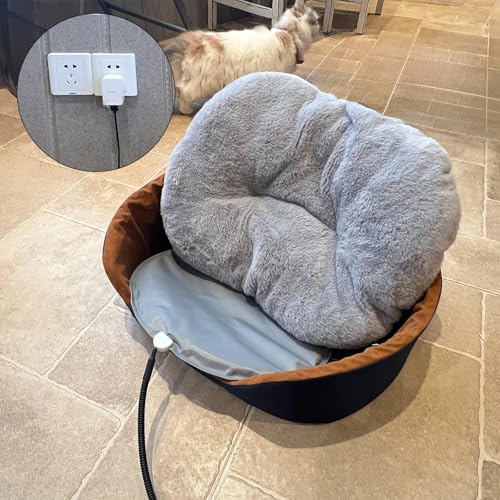USB Pet Heating Pad – Turns Any Pet Bed Heated (Use Inside Bed), 5V/2A Required, 5-Temp & Timer, 140°F Auto Shut-Off, Waterproof Warmer for Cats/Dogs, Power Bank/Wall Powered (14"x14") - size: 14"x14" Round