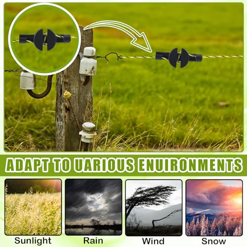 CroBlissful 12 Pcs Electric Fence Tightener Wire Tensioner, Electric Fence Poly Wire Tensioner Plastic Cord Tensioners, Portable Tightener for Inline Fixing, Black