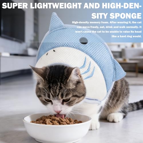 Cat Cone Collar Soft,Cute Dolphin Soft Cone for Cats,Kitty Donut Collar,Kitty Recovery Colla r - Soft, Adjustable, Breathable, Lightweight Cone to Stop Licking - After Surgery