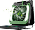 Portable Camping fan Rechargeable, 2-in-1 Battery Powered Solar Fan with Detachable Solar Panel, 270° Rotation Personal USB Desk Fan with 3 Speed/Timer/LED Light/Hanging Hook for Outdoor - color: Green A