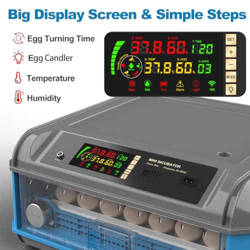 Upgraded Egg Incubator for Hatching Eggs - Chicken Egg Incubator with Automatic Egg Turning, Humidity Control, Water Adding System, Egg Candler, Ideal for Chicken, Duck, Quail Eggs (36 Eggs) - size: 36 Eggs
