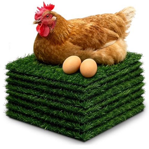 8 Pack Nesting Box Pads, 12"x12" Turf Grass Indoor Outdoor | Artificial Plastic Model Grass Rug, Mat Accessories Liners for Chicken Coops, Pets, Crafts and Camper, Green