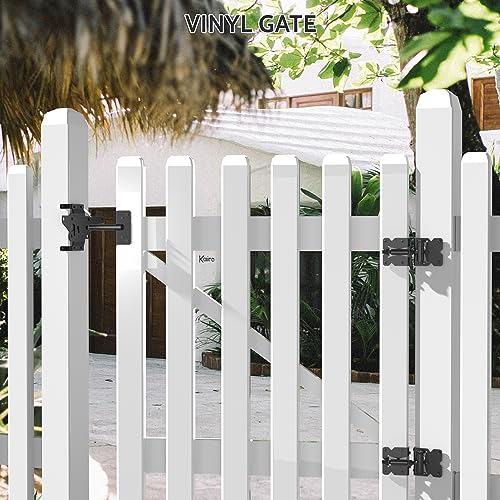 Vinyl Gate Kit Self-Closing Vinyl Fence Single Gate Hinge and Latch Hardware Kit - 2 Hinges and 1 Latch, Carbon Steel, Easy Installation