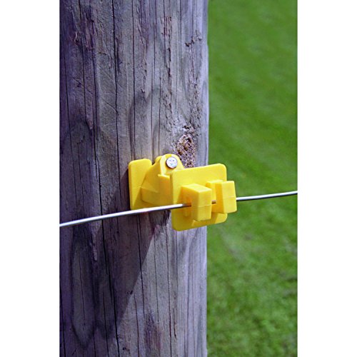 Zareba Slant Nail Insulator for Electric Fencing, 250 Pack - IWNY-Z, Yellow - Use with High-Tensile Steel and Aluminum Wire, Polywire, Polyrope Electric Fences - Nails Included - 25 Insulators - size: 25 Pack