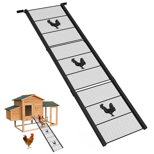 Metal Chicken Coop Ramp 39" L, Ladder Length Adjustable for Henhouse | Heavy Duty Coop Ramp for Feet Problem or Cannot Fly Chickens, Waterproof, Non-Slip, Rustproof, Sturdy and Easy to Clean - size: 38.98*11 inch