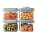 Airtight Container Set - (380ml 4 Pcs) Stackable One Button Openning Food Containers for Snacks Candy Salt Herbs Spices BPA-Free Tranparent (0.32 QT * 4) - color: 0.32 QT * 4