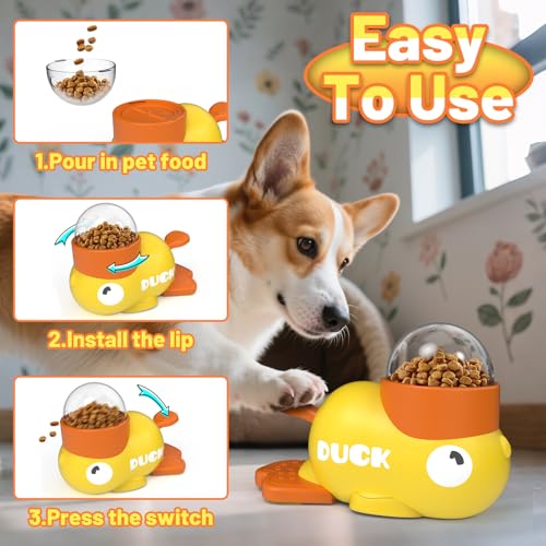 Dog Interactive Treat Dispenser Toy Food Puzzle Slow Feeder Duck-Shaped Dog Puzzle Feeders for Small Medium Dogs Cats IQ Training Reduces Bloating for Healthy Eating (Yellow) - color: YELLOW