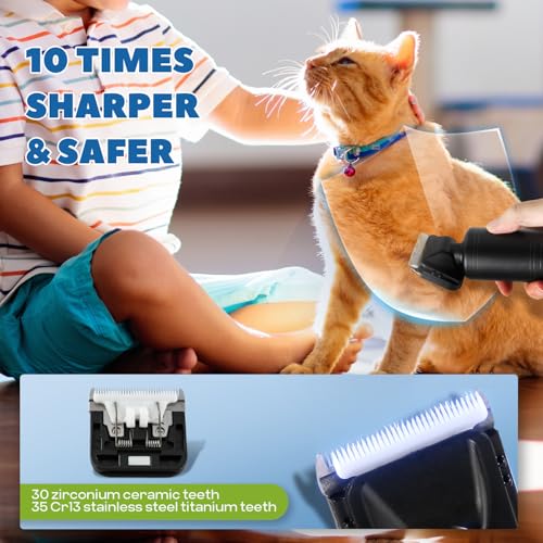 300W Pet Grooming Clippers with 2000-6600rpm Stepless Speed Control | Heavy-Duty Commercial Grade with 13ft Power Cord, Low Noise< 50db, with Extra Blade & 2 Limit Combs of 4 Sizes