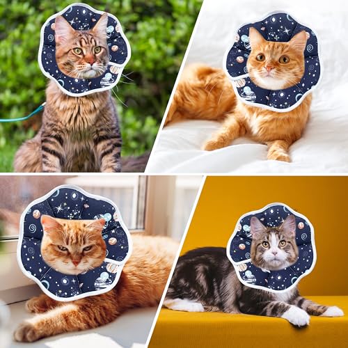 Soft Adjustable Cat Cone Collar, Comfortable Cat Recovery Collar - color: Dark Blue, size: X-Small
