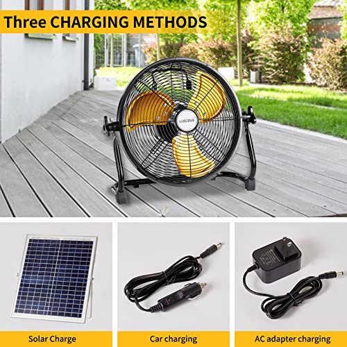 lcocove Outdoor Fan Can Running 5-24 Hours,Solar Powered Fan For Shed,Home,Ouside,Camping，with USB Output For Emergency Situation Without Electric - color: 12inch solar black