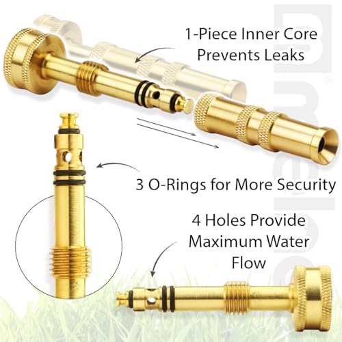 Melnor 65043-AMZ Solid Brass Nozzle Bundle - Heavy Duty, Adjustable Spray & High-Pressure Jet - Leak-Free Design - Compact
