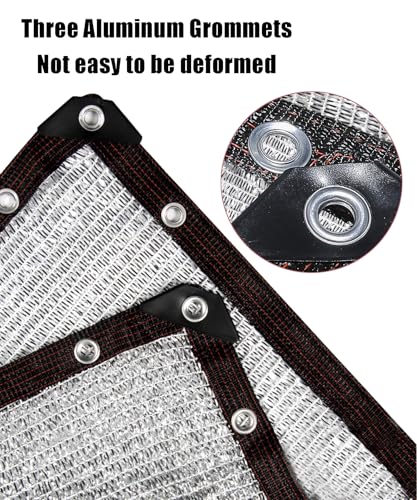 Reflective Aluminet Shade Cloth with Grommets,Durable Mesh Tarp,40% 13'x13' | Heavy Duty UV Resistant Shade Cover for Garden, Patio, Car Parking, Camping, Kennel, Chicken Coop, Greenhouse - size: 13FT X 13FT - 40%