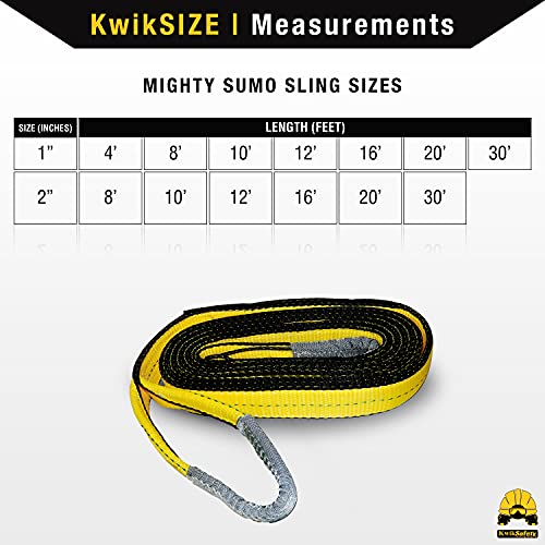 KwikSafety - Charlotte, NC - Mighty Sumo 2”x 30’ Poly Web Sling Lifting Strap Construction ASME OSHA / 6400lbs Vertical 5100lbs Choker 12800lbs Basket/Rigging Moving Towing Hoisting Gear - size: 2"X30' | 6400 lbs