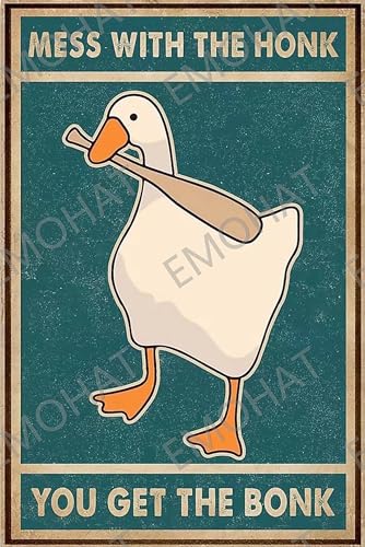 Generic Metal Poster Signs Tin Metal Sign Goose Mess With The Honk You Get The Bonk For Home Kitchen Restaurant Coffee Bar Wall Decor Art Bar Background Wall Decoration 8x12inch