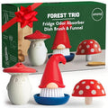 OTOTO Forest Trio Bundle of Beardy, Magic Mushroom, Fun Guy - Gnomes Dish Brush, Fungilicious Kitchen Funnel, Fridge Deodorizer, Mushroom Decor Cute Kitchen Accessories, Unique Mushroom Gnome Gifts - style: Forest Trio