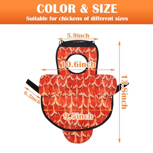Chicken Saddles for Hens, Chicken Apron Back Protector for Hens with Adjustable Strap, Chickens Hen Mating Saddle with Wing Cover-Orange - color: Orange