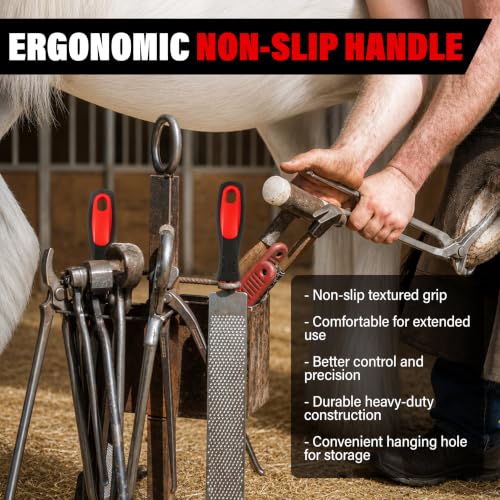 BuleVina 3Pcs Horseshoe File Handle 4.8'', Hoof Farrier Rasp for Horses, Ergonomic Plastic Non‑Slip Handle with 0.5'' Socket Dia for 0.5" x 0.27" File Universal Repair Horseshoe