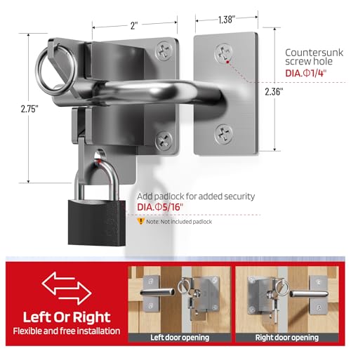 304 Stainless Steel Wooden Fence Self-Locking Gate Latch Heavy-Duty Gravity-Style Fence Gate Latch Privacy Latch, for Wooden Doors, Metal Doors, and Vinyl Fences Gate Lock Hardware - color: Silvery White