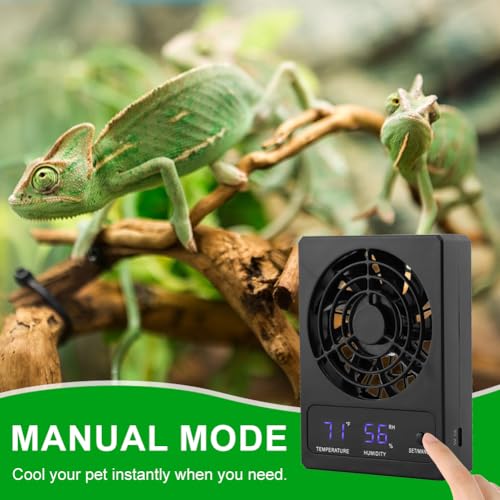 Reptile Ventilation Fan, Auto Temperature/Thermometer Control LED Digital Humidity Gauge, °C/°F Switchable Dehumidifier for Reptile Tank, Rainforest, Ecological Pet Rearing Box (Automatic Humidity) - size: Automatic humidity