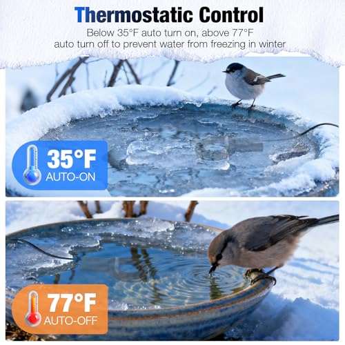 250W Utility De-Icer with Thermostat, Durable Cast Aluminum Submersible Water Heater for Bird Bath, Chicken Water, Livestock Tank, 9.8ft Cord, Black - size: 250W