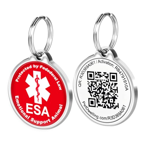 ESA ID Tag with QR Code – Emotional Support Animal Tag for Dogs & Cats, Scan to Contact Owner Instantly, No App Needed, Free Pet Profile - color: Adv. Red