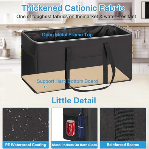 LHZK Standing Extra Large Utility Tote Bag with Metal Wire Frame and the Sides Rinforced, Extra Large Tote Bag with Handle, Reusable Grocery Bags Foldable, Beach Bag, Car Tote (Black, 26''x15''x13'') - color: Black, size: 26''x15''x13''-1 Pack