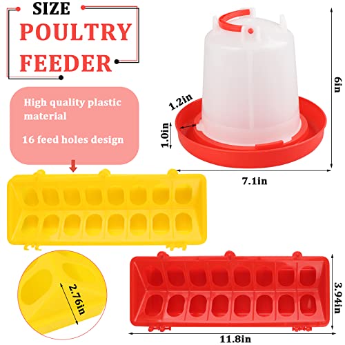 6 Pack Chicken Feeder Waterer Set, 1L Feeder Flip Top Feeding Dispenser with Anti-Spill Design for Pigeon, Chick, Duckling, Quail, Durable Plastic Feeding Supplies for Small Poultry Backyard Birds