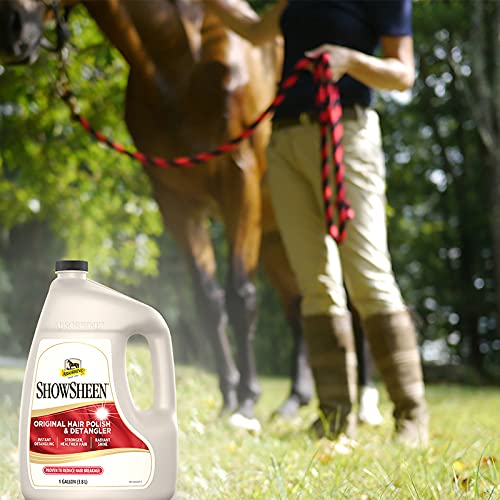 Absorbine ShowSheen Hair Polish & Detangler, 128 fl oz Refill Gallon | Mane & Tail, Pro-Vitamins, Silk Proteins, Lustrous Shine, Reduces Hair Breakage, Promotes Longer Healthy Hair, Horses & Dogs - size: 128 fl oz Refill