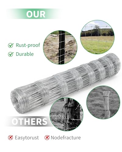 Hinge Knot Livestock Fencing for Cattle Goats Sheep Hog, Heavy Duty Durable Metal Field Fence for Pasture Yard Garden | Hinge Knot Livestock Fencing for Cattle Goats Sheep Hog, Heavy Duty Durable Metal Field Fence for Pasture Yard Garden