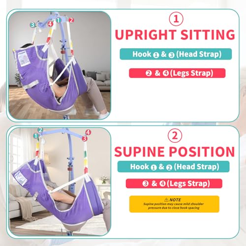 EZ Assistive Patient Lift Sling with Commode - Patient Lifting Slings for Transfer - Medical Full Body Straps for Elderly, Disabled,Nursing,Caregiver - SWL 500 lbs (Small-Purple-1 PC) - size: Small-Purple-1 PC