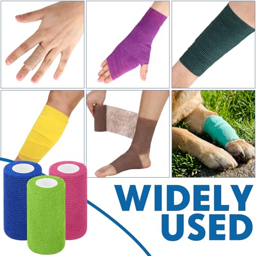 Treela 36 Pcs Self Adherent Bandage 4" X 5 Yard Wrap Breathable | Cohesive Bandage Elastic Adhesive Tape for Stretch Athletic Sports Wrist Ankle - color: Classic Color, size: 4" X 5 Yard
