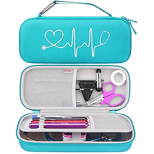 BOVKE Stethoscope Case for 3M Littmann Classic III Monitoring, Lightweight II S.E, Cardiology IV Diagnostic, MDF Acoustica Stethoscopes, Extra Room for Nurse Essentials and Medical Supplies, Turquoise - color: Turquoise