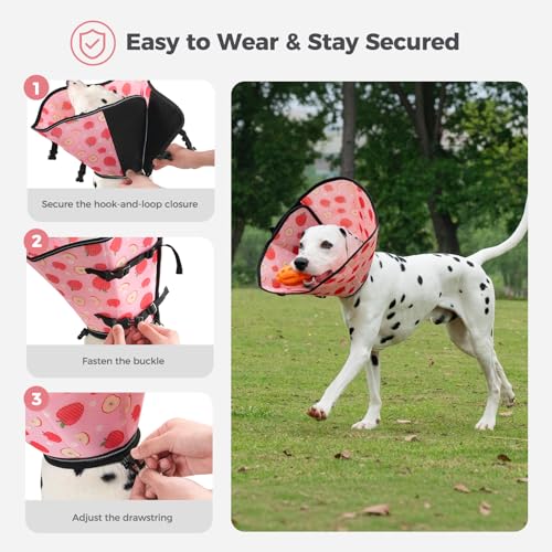 Avont 2026 Upgraded Dog Recovery Collar, Breathable Elizabethan Collar, L | Soft Dog Cone Alternative After Surgery to Stop Licking, Foldable/Adjustable/Secure-Fit for Medium Large Dogs, Apple - color: Apple, size: L Neck:(13.8"-18.9") Depth:(10.4")